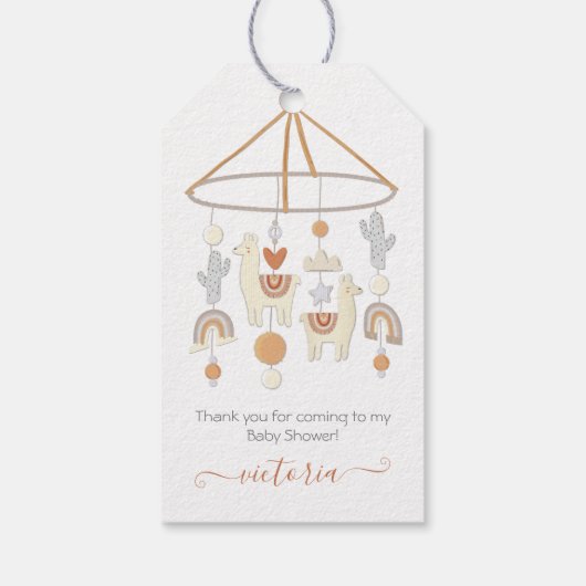 Boho Scandi Mobile Baby Shower Geschenkanhänger (Rückseite)