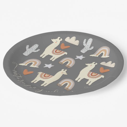 Boho Scandi Mobile Baby Showpaper Teller (Schrägansicht)