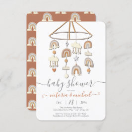 Boho Scandi Rainbow Mobile Baby Shower Einladung