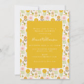 Boho Scandinavian Yellow Flowers Brautparty Einladung (Vorderseite)