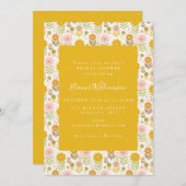 Boho Scandinavian Yellow Flowers Brautparty Einladung (Vorne/Hinten)