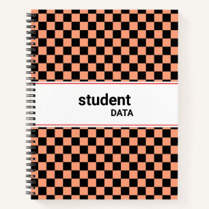 Boho-Schachbrett-Binder Trendige Schulsachen Notizblock