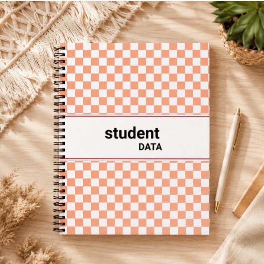 Boho-Schachbrett-Binder | Trendige Schulsachen Notizblock