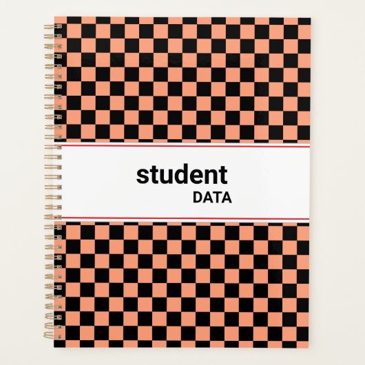 Boho-Schachbrett-Binder | Trendiger Rückkehr-in-di Planer (Vorderseite)