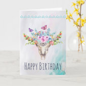 Boho Schädel mit Schmetterlings-und Karte (Gelbe Blume)