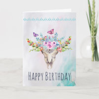 Boho Schädel mit Schmetterlings-und