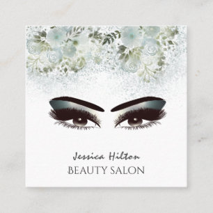 Boho schicke, elegante Aquarellfarben Blumen-Make- Quadratische Visitenkarte