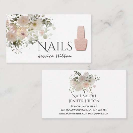 Boho schicke elegante zarte, zarte, rosa Blumennag Visitenkarte (Vorne/Hinten)