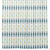 Boho schicke gelbe blaue Pfeile Duschvorhang (Vorderseite)