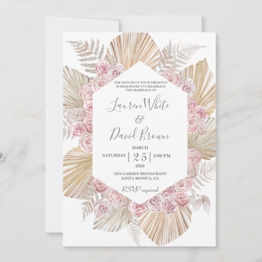 Boho-schicke Hochzeit Einladung (Vorderseite)