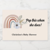 Boho schicke Regenbogenpampas Gras Baby Duschgesch Schaumweinetikett (Einzelnes Label)