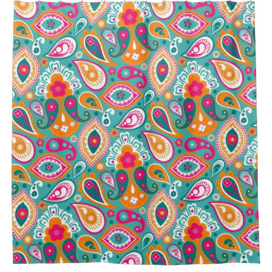Boho schicke Retro Hippie Paisley Duschvorhang (Vorderseite)