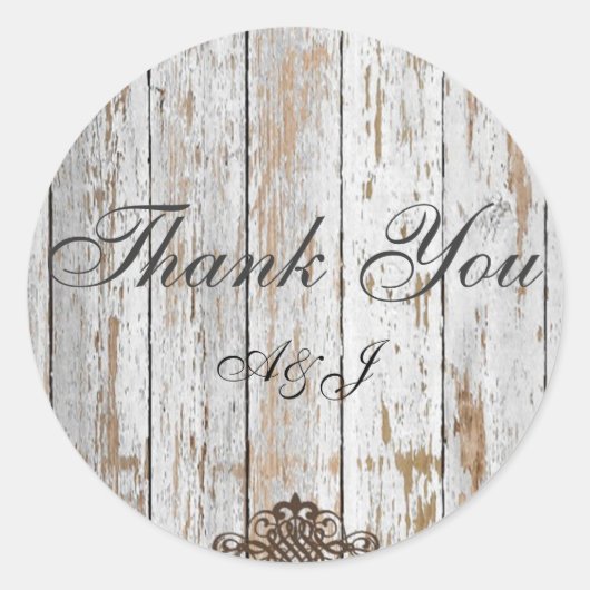 Boho schicke Scheune Holz rustikale Landhochzeit Runder Aufkleber (Vorderseite)