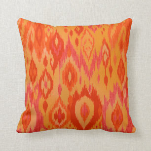 Boho schicker orange Safran rote Ikat Stammes- Kissen