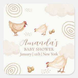 Boho-Schickes Küken schlüpft bald Baby-Party Quadratischer Aufkleber
