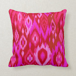 Boho schickes pinkfarbenes Orchideenrosa Ikat Kissen