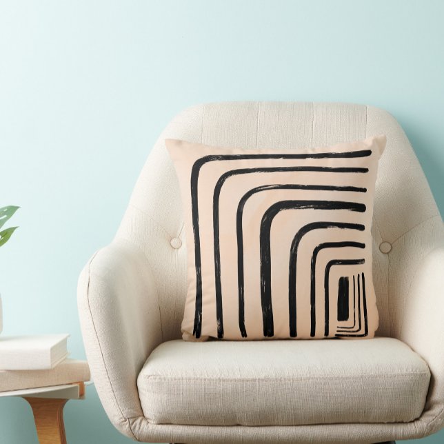 Boho Schlammtuch neatral schwarz und creme feminin Kissen (Von Creator hochgeladen)