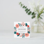 Boho schlichte Schwarz-Rahmen Blumenstrauß Blume Quadratische Visitenkarte (Stehend Vorderseite)