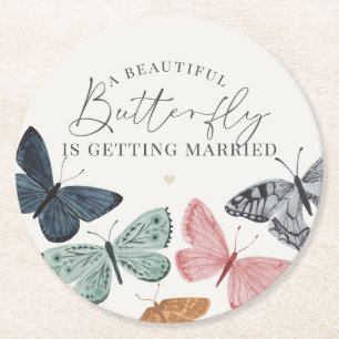 Boho-Schmetterling-Baby-Shower-Untersetzer Runder Pappuntersetzer