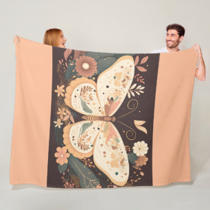 Boho-Schmetterling Blumen Fleecedecke