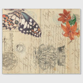 Boho-Schmetterling-Decoupage-Poster Geschenkpapier (Flach)