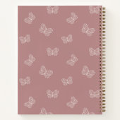 Boho-Schmetterling-Muster-Schulmädchen-Name Mauve Notizblock (Rückseite)