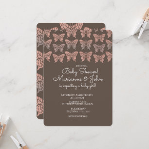 Boho-Schmetterling Rosa und Braune Babyparty  Einladung
