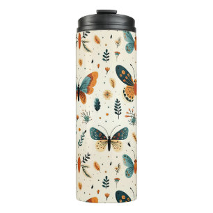 Boho-Schmetterling und botanische Wiese Thermosbecher
