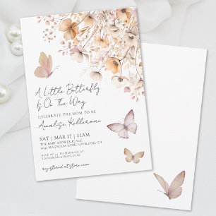 Boho-Schmetterling-Wildblumen-Baby-Party Einladung