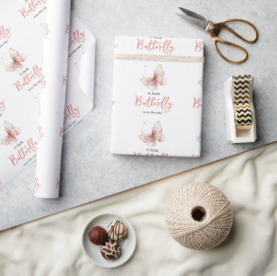 Boho-Schmetterling-Wildblumen-Blumen-Mädchen-Baby- Geschenkpapier