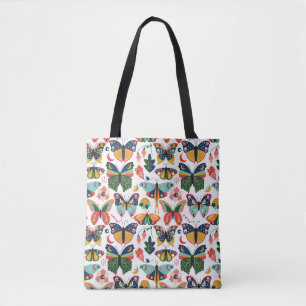 Boho-Schmetterlinge: Nahtloses Tapetenmuster. Tasche