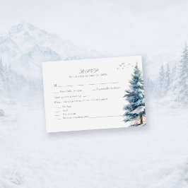 Boho-Schneebedeckte Berge- und Kiefern-Hochzeits-R RSVP Karte