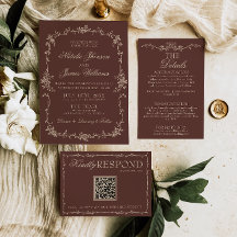 Boho-Schokoladenbraun Floral Old Money Chic Hochze
