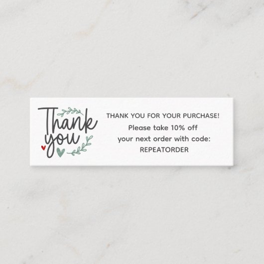 Boho-Schrift-Handschrift Danke-Logo Mini Visitenkarte (Vorderseite)