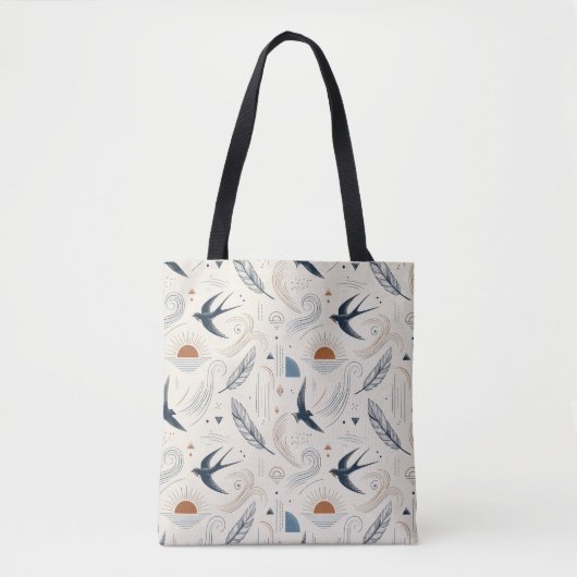 Boho Schwalbe & Sonne Tote Bag Tasche (Vorderseite)