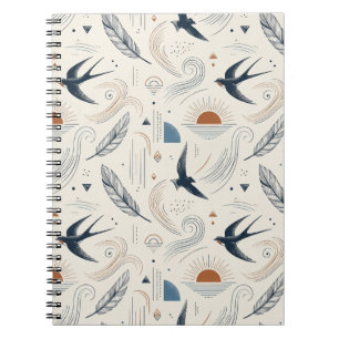 Boho Schwalbe & Sonnennotebook Notizblock