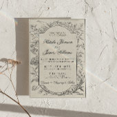 Boho Schwarz Creme Floral Botanisch QR Code Hochze Einladung