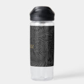 Boho Schwarz Grau Botanisch Trinkflasche (Rückseite)