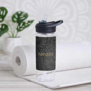 Boho Schwarz Grau Botanisch Trinkflasche