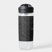 Boho Schwarz Grau Botanisch Trinkflasche (Vorderseite)
