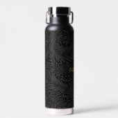 Boho Schwarz Grau Botanisch Trinkflasche (Vorne)