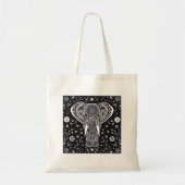 Boho Schwarz-Weiß-Batik-Elefant Tragetasche (Vorne)