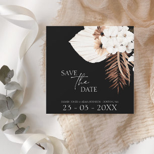 Boho Schwarz-weiß Brown Pampas Grass Wedding Save The Date