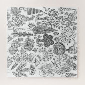 Boho Schwarz-Weiß-Dekorationsbaum Gemustert Puzzle (Horizontal)