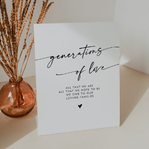 Boho Schwarz-Weiß-Generationen von Liebe Hochzeit Sockelschild