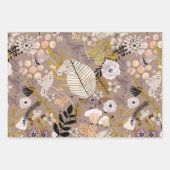 Boho Schwarz-weiß Gold Peach Line Gezeichnet Leaf  Geschenkpapier Set (Vorderseite 3)