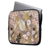 Boho Schwarz-weiß Gold Peach Line Gezeichnet Leaf  Laptopschutzhülle (Vorderseite Links)