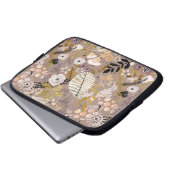 Boho Schwarz-weiß Gold Peach Line Gezeichnet Leaf  Laptopschutzhülle (Vorne Knopf)