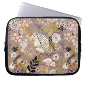 Boho Schwarz-weiß Gold Peach Line Gezeichnet Leaf Laptopschutzhülle (Vorderseite)