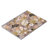 Boho Schwarz-weiß Gold Peach Line Gezeichnet Leaf  Notizblock (Linke Seite)